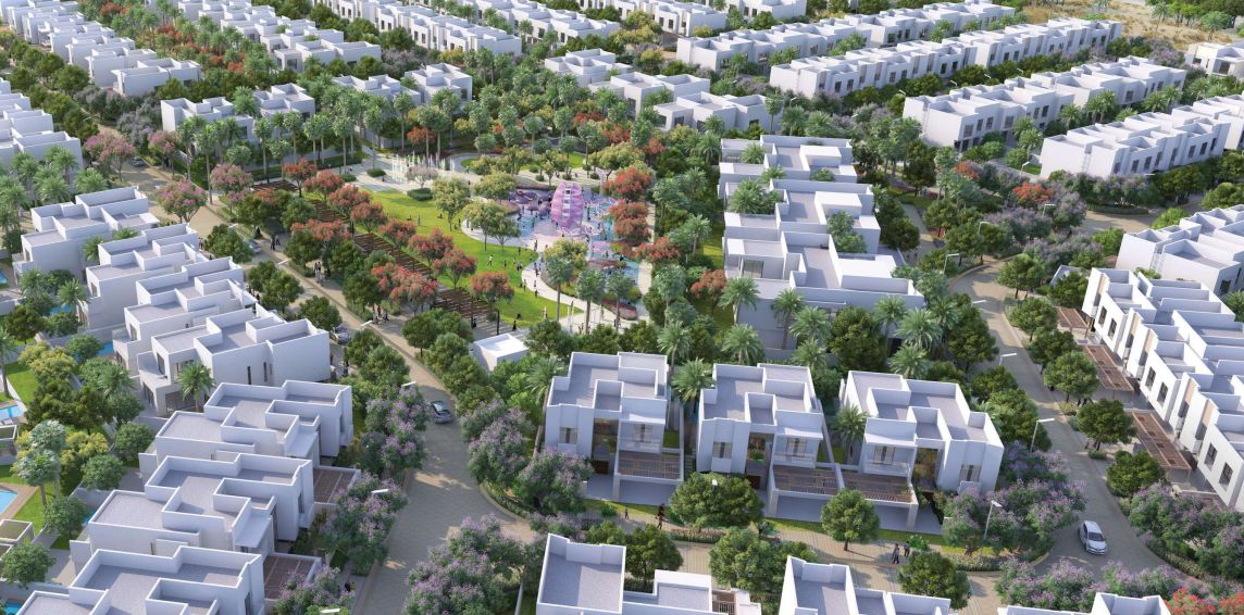 Aerial view of the Al Zahia neighbourhood in Muweilah, Sharjah